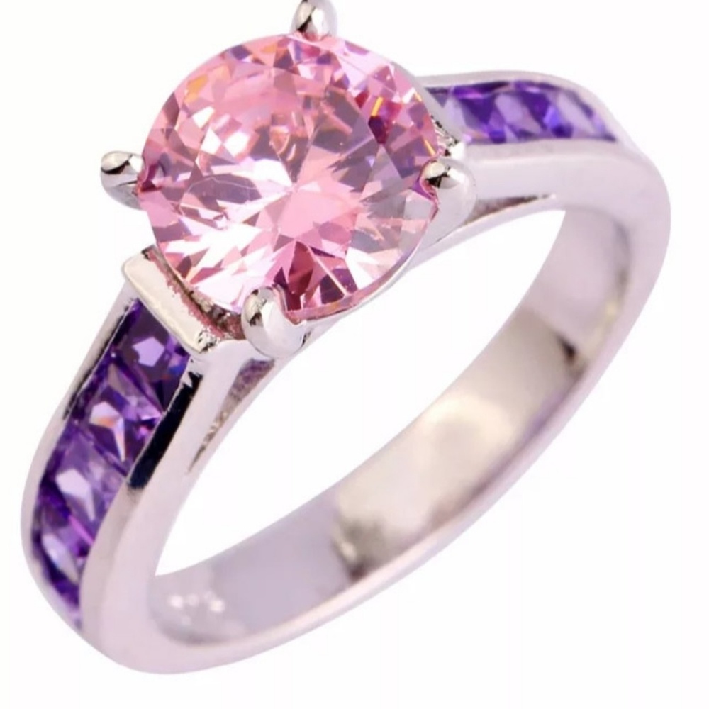 🎀925 Pink Topaz and Amethyst Ring